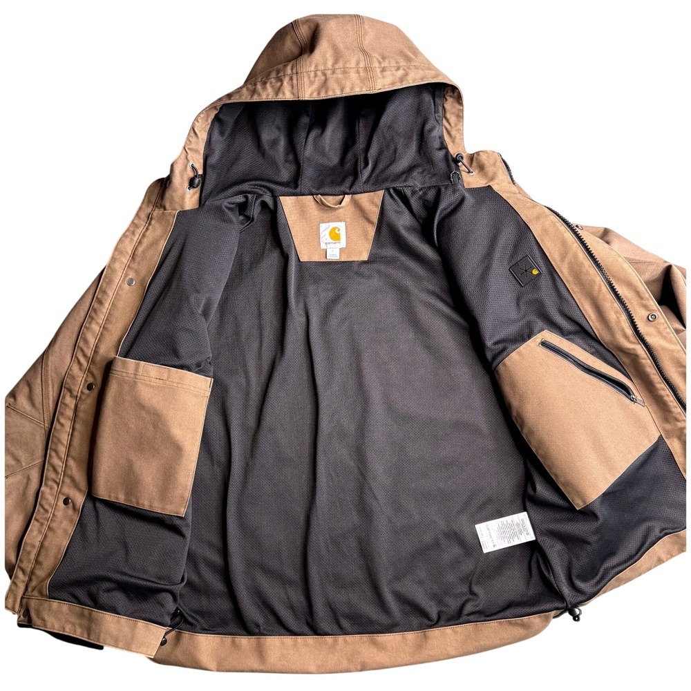 Carhartt Quick Duck Harbor Storm Defender Workwear Jacket L Dark Canyon Brown - Picture 2 of 7